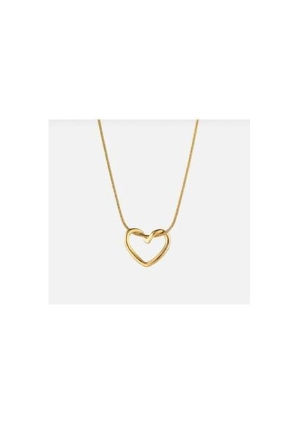 Çelik Valentine’s Düğüm Kalp Kolye Içi Boş Kalp Gold