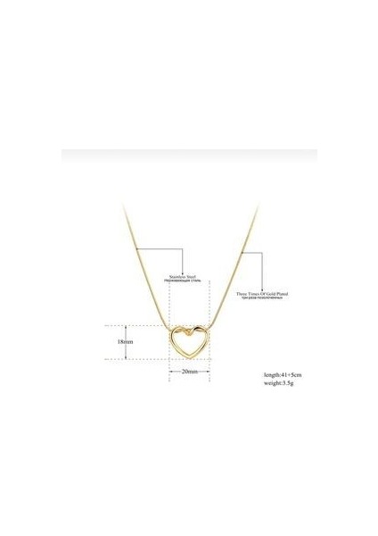 Çelik Valentine’s Düğüm Kalp Kolye Içi Boş Kalp Gold