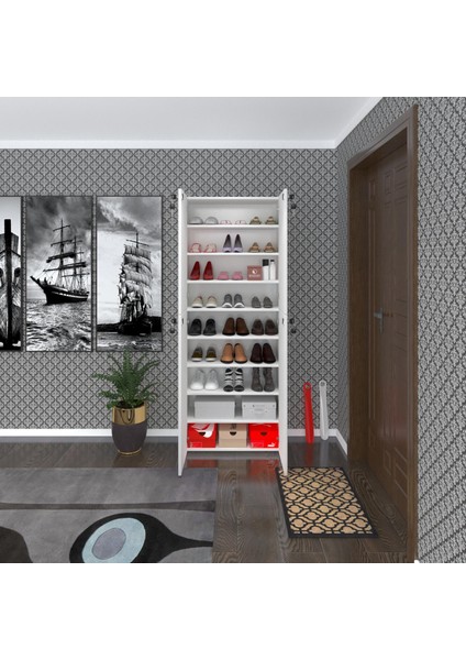 Kenzlife Ayakkabılık Ayakkabı Dolabı Kilitli Be Real Byz 180*70*32 Kapaklı Arkalıklı Ofis Dolabı Iki Bölme