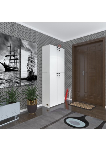 Kenzlife Ayakkabılık Ayakkabı Dolabı Kilitli Be Real Byz 180*70*32 Kapaklı Arkalıklı Ofis Dolabı Iki Bölme