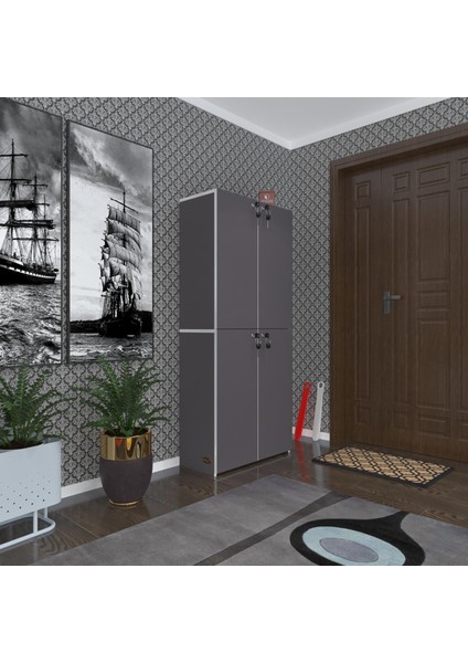 Kenzlife Ayakkabılık Ayakkabı Dolabı Kilitli Be Real Gri 160*70*32 Kapaklı Arkalıklı Ofis Dolabı Iki Bölme fiyatları