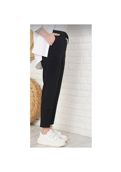 Kadın Beli Lastikli Havuç Kesim Pantolon