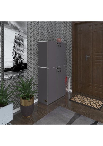 Kenzlife Ayakkabılık Ayakkabı Dolabı Kilitli Be Real Gri 140*70*32 Kapaklı Arkalıklı Ofis Dolabı Iki Bölme fiyatları