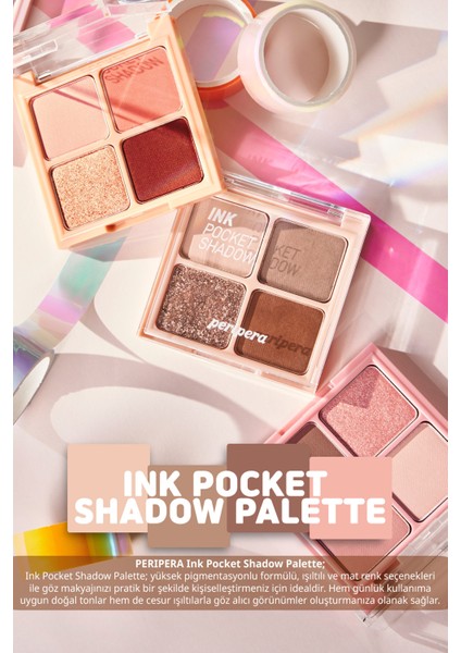 Mat ve Parıltılı Tonlarda 4'lü Far Paleti Peripera Ink Pocket Shadow Palette (03 Brown Filter 360)