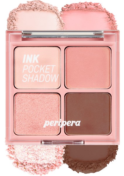 Mat, Parıltılı Tonlarda 4'lü Far Paleti PERIPERA Ink Pocket Shadow Palette (02 Once Upon A Pink)