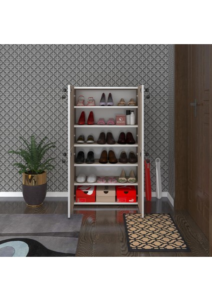 Kenzlife Ayakkabılık Ayakkabı Dolabı Kilitli Be Real Crd 120*70*32 Kapaklı Arkalıklı Ofis Dolabı Iki Bölme