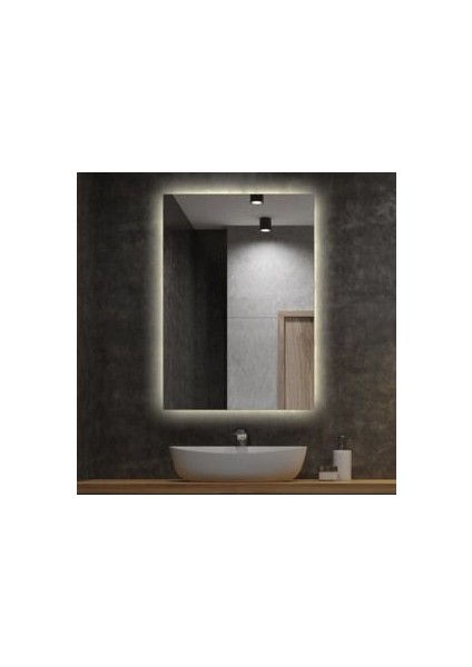 75X45 cm Beyaz LED Dekoratif Banyo Aynası modelleri