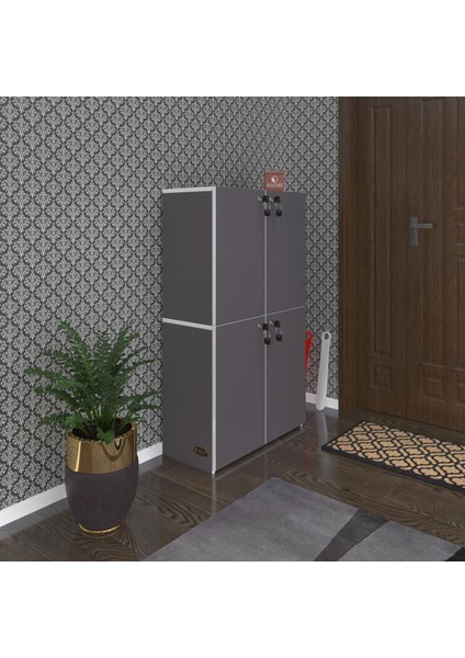 Kenzlife Ayakkabılık Ayakkabı Dolabı Kilitli Be Real Gri 120*70*32 Kapaklı Arkalıklı Ofis Dolabı Iki Bölme fiyatları
