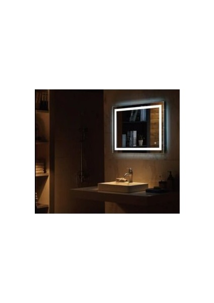 80X50 cm Beyaz LED Dekoratif Banyo Aynası