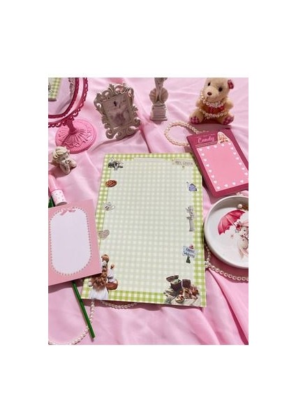 3'lü Tutkallı A4-A6-A6 Notepad Defter Seti Cottagecore & Coquette