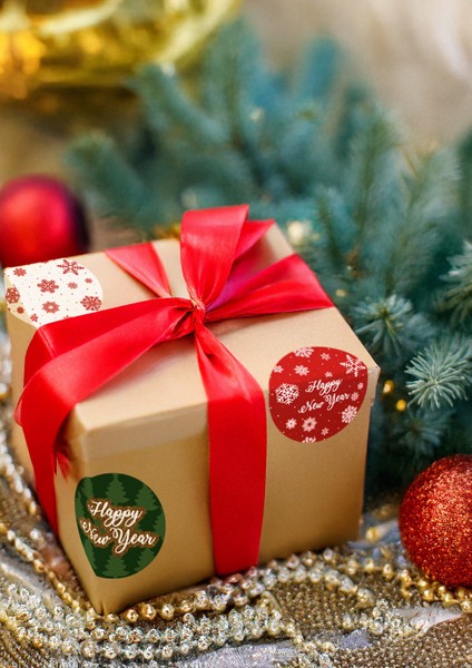 Christmas Temalı, Hediye Paketi, Happy New Year Yılbaşı Hediye Paketi Sticker 24 Adet fiyatları