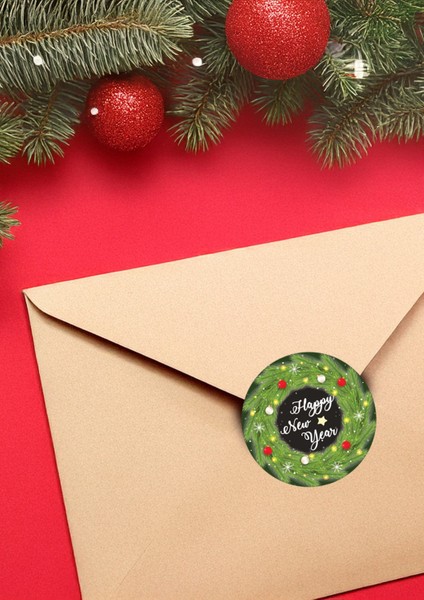 Christmas Temalı, Hediye Paketi, Happy New Year Yılbaşı Hediye Paketi Sticker 24 Adet indirimleri