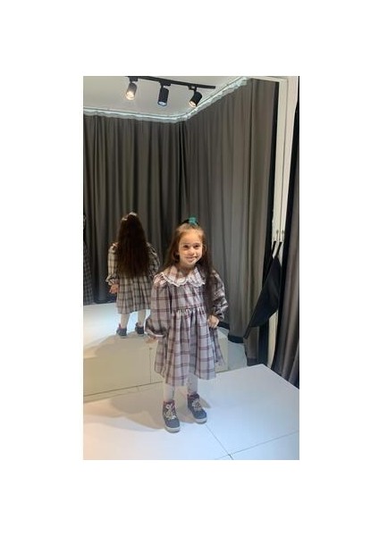 Ekose Kız Çocuk Elbisesi