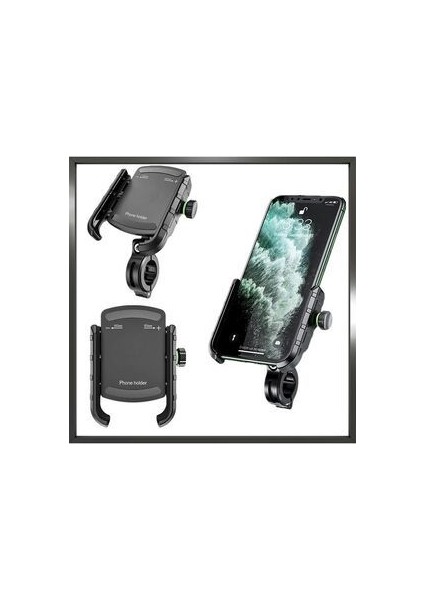 Motosiklet Telefon Tutucu Ayarlanabilir Genişlik Gidon ve Ayna Aparatlı Motorsiklet Telefon Tutucu