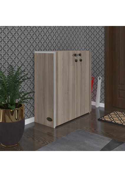 Kenzlife Ayakkabılık Ayakkabı Dolabı Kilitli Be Real Crd 080*70*32 Kapaklı Arkalıklı Ofis Dolabı