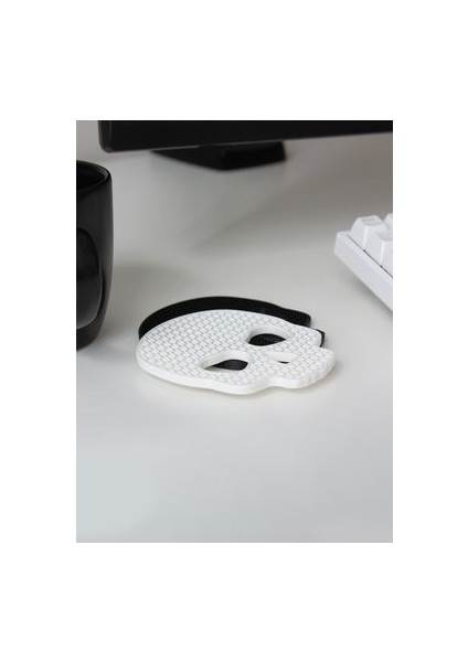 Skull Bardak Altlığı 2'li Set Siyah Beyaz modelleri