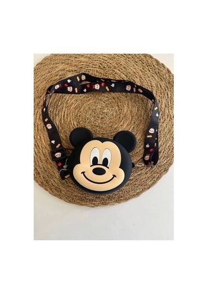 Sevimli Mickey & Minnie Mouse Silikon Para Cüzdanı Askılı Çanta 12X12Cm 1 Adet