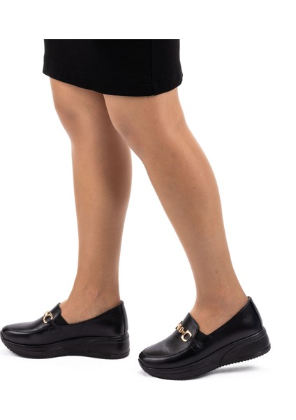 Kadın Deri Anatomik Hafif Dolgu Topuk Günlük Ayakkabı Hostes Ayakkabısı fırsatları