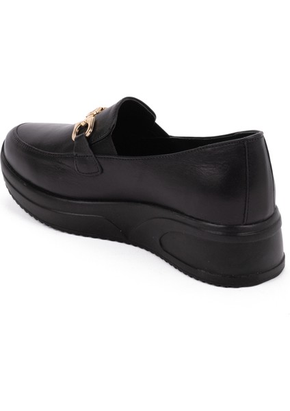 Kadın Deri Anatomik Hafif Dolgu Topuk Günlük Ayakkabı Hostes Ayakkabısı