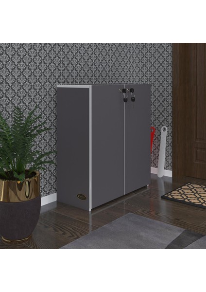 Kenzlife Ayakkabılık Ayakkabı Dolabı Kilitli Be Real Gri 080*70*32 Kapaklı Arkalıklı Ofis Dolabı fiyatları
