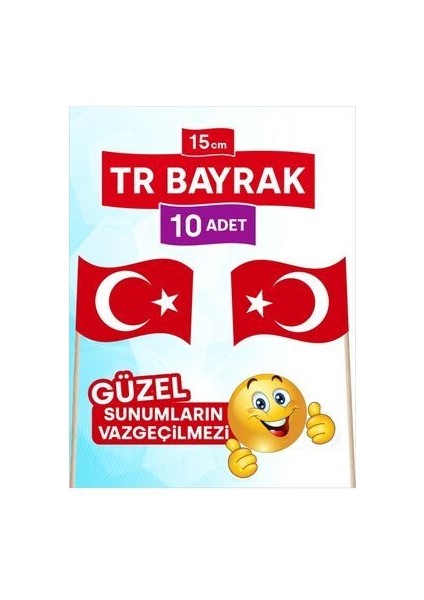 15 Cm, 10 Adet - Türk Bayrağı Bayrak Kürdan