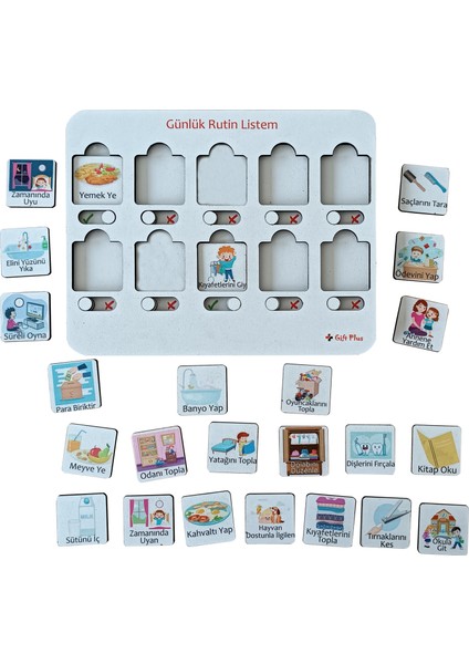 Ahşap Güzel Alışkanlıklarım Yapılacaklar Listesi-Günlük Rutin Listesi-Kontrol Listesi