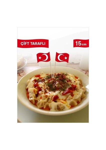 15 Cm, 10 Adet - Türk Bayrağı Bayrak Kürdan