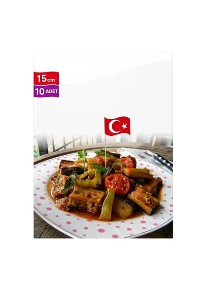 15 Cm, 10 Adet - Türk Bayrağı Bayrak Kürdan