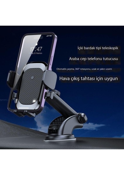 Hava Çıkışı Araç Tutucusu Otomatik Araç Cep Telefonu Tutucusu Pano Vantuz Geri Çekilebilir (Yurt Dışından) fiyatları