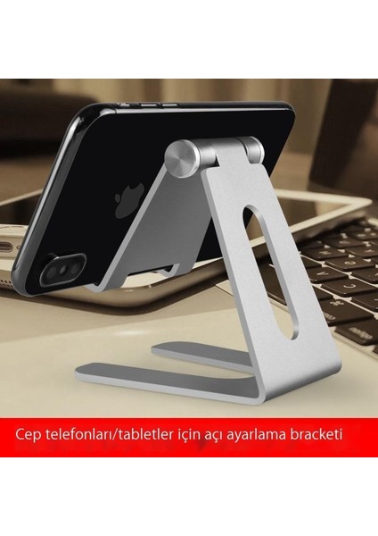 Cep Telefonu Standı Masaüstü Standı Ayarlanabilir Metal Tablet Şarj Tabanı (Yurt Dışından)