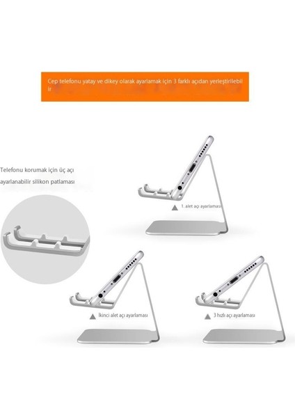 Cep Telefonu Tutucusu Tablet Tutucusu Alt Cep Telefonu Tutucusu Ayarlanabilir Açı Alüminyum Alaşımı (Yurt Dışından)