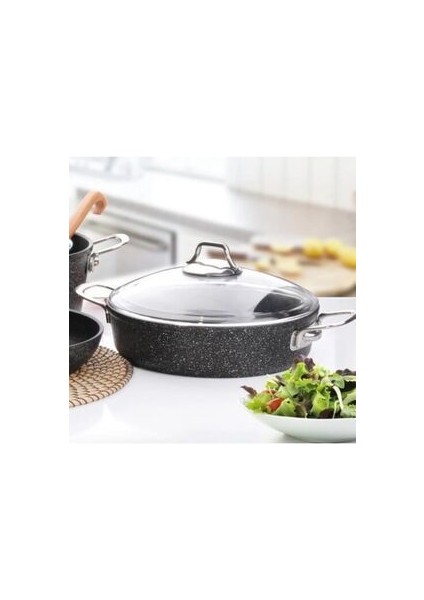 Black Line Granit Basık Tencere 28 cm