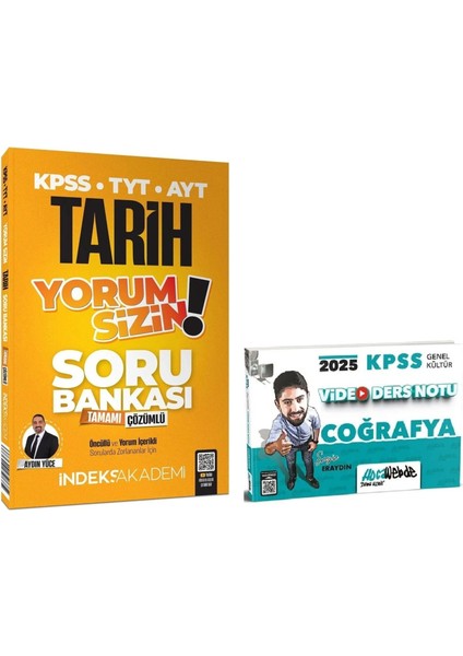 - İndeks Akademi Yayıncılık 2025 KPSS Coğrafya Video Ders Notu - Yorum Sizin Soru Bankası 2'li Set