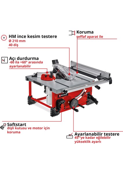 TE-TS 36/210 Li - Solo, Akülü Tezgah Testere (Akü ve şarj cihazı dahil değildir)