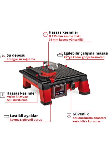 TE-TC 18/115 Li - Solo, Akülü Seramik Kesme Makinesi (Akü ve şarj cihazı dahil değildir)