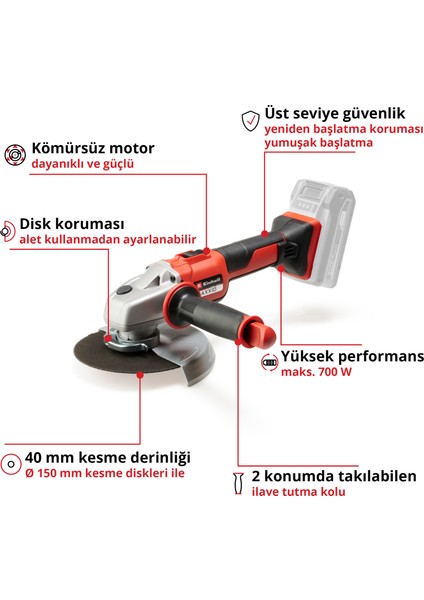 AXXIO 18/150 - Solo, Akülü Avuç Taşlama (Akü ve şarj cihazı dahil değildir)