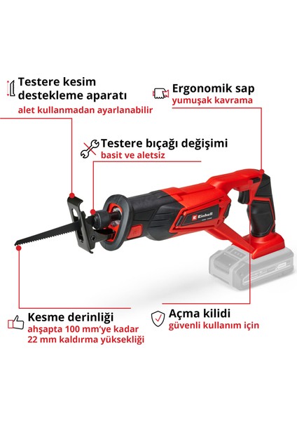 TE-AP 18/22 Li - Solo, Akülü Kılıç Testere (Akü ve şarj cihazı dahil değildir)