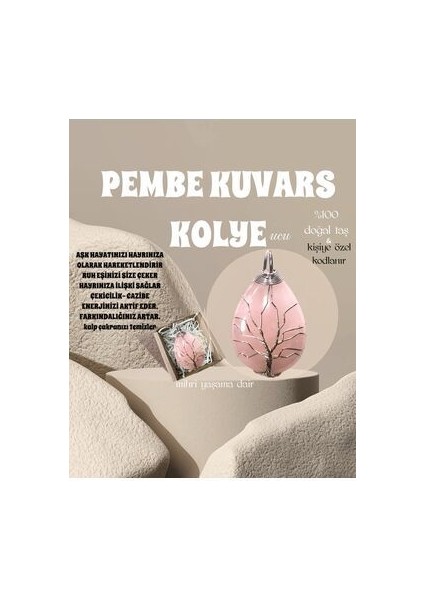 Pembe Kuvars Aşk Kolyesi