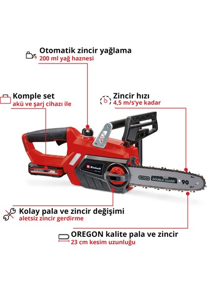 GE-LC 18 Li Kit (1x3,0 Ah), Akülü Ağaç Kesme