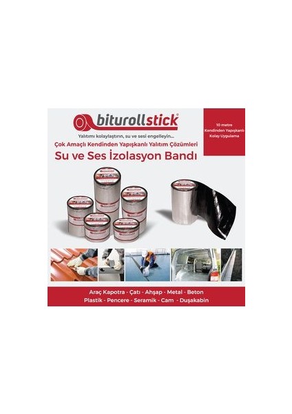 1.5 mm 30 cm Metalik 10MT. - Yapışkanlı Su Yalıtımı ve Ses Yalıtım Bandı