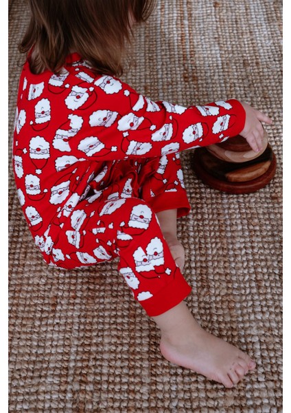 %100 Pamuk Yılbaşı Temalı Noel Baba Desenli Kırmızı Tulum modelleri