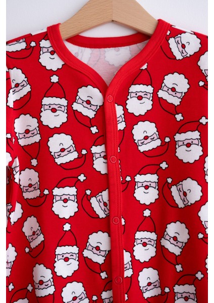 %100 Pamuk Yılbaşı Temalı Noel Baba Desenli Kırmızı Tulum indirimleri