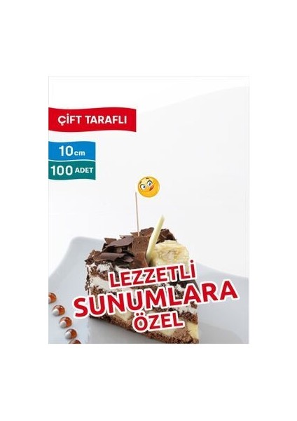 10 Cm, 100 Adet - Lezzetli Sunumlara Özel Oval Içi Emoji Bayrak Kürdan indirimleri