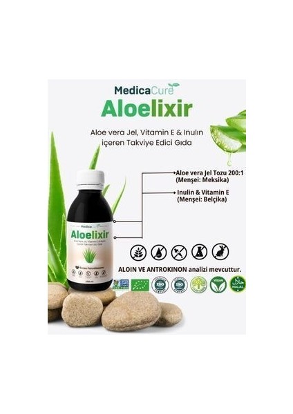 Aloelixir Aloe Vera Jel Vitamin E ve Inulin İçeren Takviye Edici Gıda