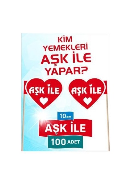 10 Cm, 100 Adet - Aşk ile Bayrak Kürdan