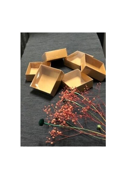 Kraft Asetat Kapaklı Kutu 50 Adet 8x8x3 cm Hediye ve Parti Sunumları İçin fırsatları
