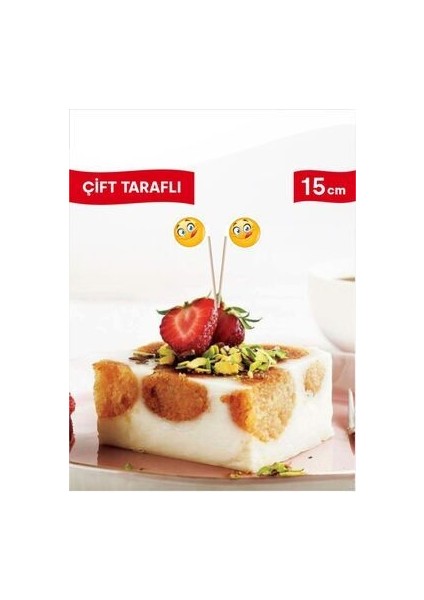 15 Cm, 100 Adet - Lezzetli Sunumlara Özel Oval Içi Emoji Bayrak Kürdan modelleri