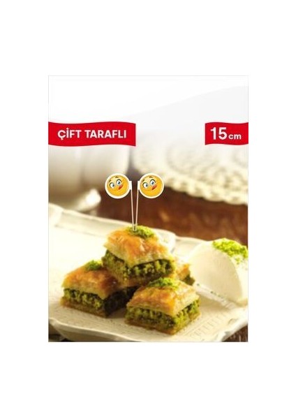15 Cm, 100 Adet - Lezzetli Sunumlara Özel Oval Içi Emoji Bayrak Kürdan fırsatları