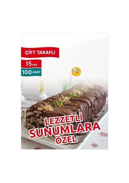 15 Cm, 100 Adet - Lezzetli Sunumlara Özel Oval Içi Emoji Bayrak Kürdan indirimleri