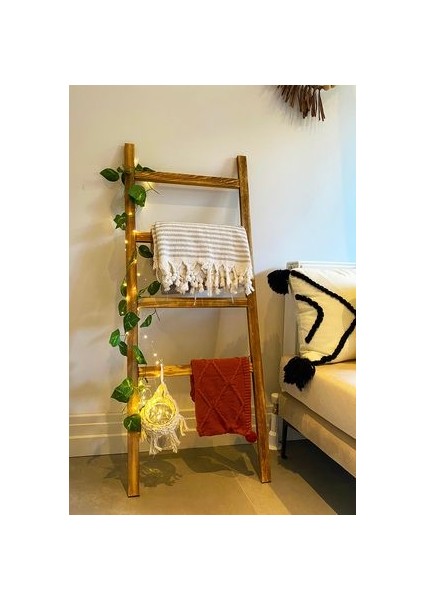 Masif Ahşap Dekoratif Merdiven, Banyo, Balkon, Bahçe, Mutfak Düzenleyici, Havluluk Askılık 127